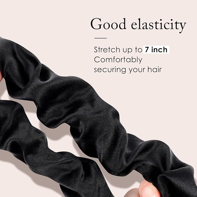 OLESILK 100% Mulberry Silk-Scrunchies for Hair Sleep, Women Grils Silk Hair Ties for Frizz & Breakage Curly Hair, No Damage, Elastics Ponytail Holder, 3 Pack