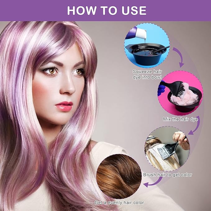 AHIER 23 Pack Hair Coloring Kit, Include Hair Dye Brush and Bowl Set, Highlight Cap Kit, Ear Cover, Gloves, Shawl, Shower Cap for DIY Salon Coloring Tools