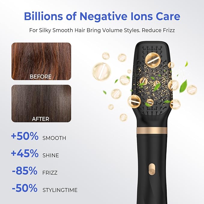Hair Dryer Brush 5 in 1, Blow Dryer Brush Set with Air Curler Wrap Hair Styler, Negative Ionic Blow Dry Brush, Detachable Hair Tool for Curling, Volumizer,Straightener,Drying
