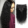 Deep Wave Clip in Hair Extensions Real Human Hair Brazilian Virgin Human Hair Clip in Extensions for Black Women 8Pcs Remy Hair with 18Clips 120g (26inch, Natural Black)
