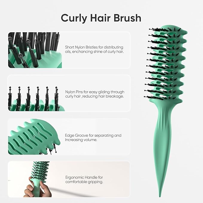 AM8:00 Curl Defining Brush for Shaping & Separating Curly Hair and Adding Volume,Vented Hairbrush for Blow Drying,for Women and Men