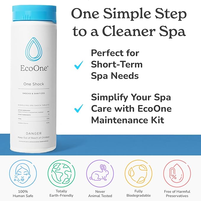 EcoOne | Hot Tub Chemical Maintenance & Supply Kit | Spa Shock, Conditioner & Purification Kit | Contains Oneshock Chlorine Granular, SPA Monthly Conditioner & Filter Cleanser | 3 Month Supply