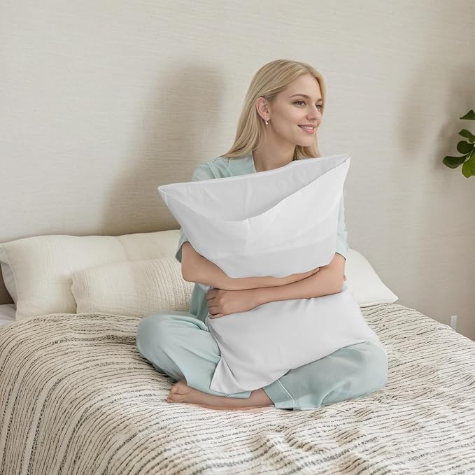 TELUS Pillow Cases King Size 2 Pack, Bamboo Rayon & Lyocell Pillowcase with Envelope Closure, Cooling Breathable Pillow Cover for Hot Sleeper & Night Sweats, 20x40 inch, Ivory White
