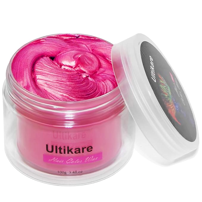 Temporary Hair Color for Kids Pink, Ultikare Hair Wax Color Dye for Dark Hair Instant Colored Hair Gel Hairstyle Wax Cream Mud Pomade 3.4 Oz Girl Gifts, Party, Cosplay & Halloween