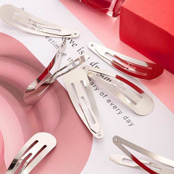 WILLBOND 30 Pieces 3.1 Inch Large Metal Snap Hair Clips Nonslip Barrettes Women Hair Accessories(Silver)
