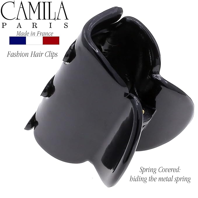 Camila Paris CP3291 French Hair Clip for Women, Small Black Girls Hair Claw Clips Fashion Durable Hair Accessories for Women, Luxury Ladies Strong Hold No Slip Grip Clamp, Made in France