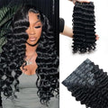 Deep Wave Clip in Hair Extensions Real Human Hair 2 Pack 240g Seamless Clip in Hair Extensions for Women Full Max with 16Pcs Remy Natural Human Hair PU Skin Weft 20inch Natural Black