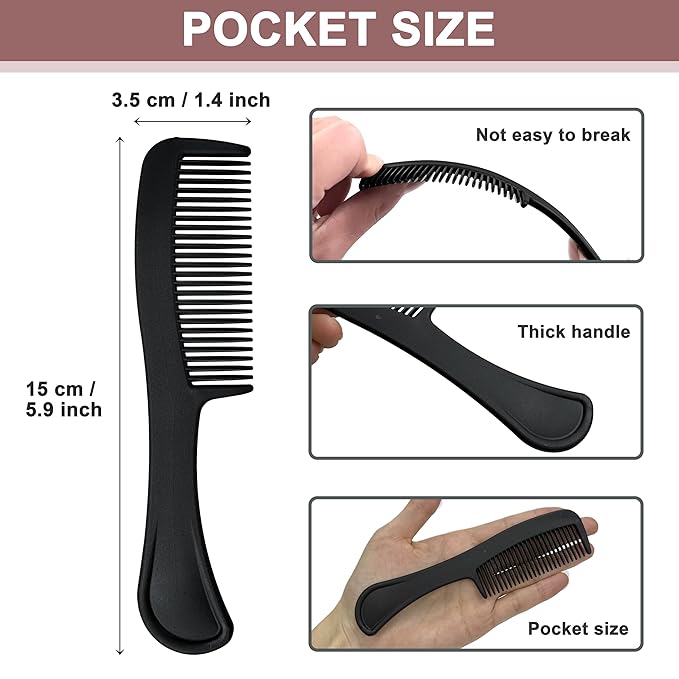 Bulk Hair Combs, Combs Individually Wrapped, Hair Combs in Bulk for Women, Kids, Hotel, Airbnb, Shelter, Homeless, Charity, and Church (Black) (5.9 inches, 250, Count)