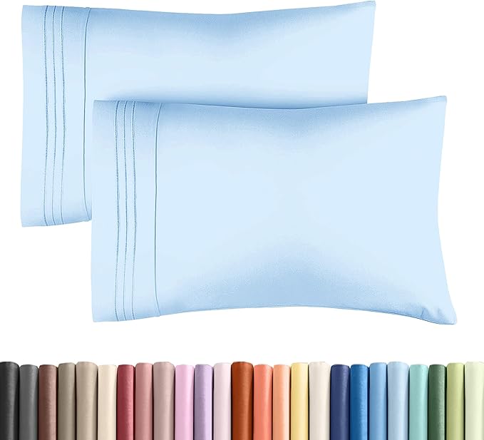 Queen Pillow Cases Set of 2 - Ultra Soft Hotel Quality Pillowcase Covers - Comfy, Cozy & Wrinkle Free - Shrink, Stain & Fade Resistant - Machine Washable Pillow Protectors - 2 Piece Set - Light Blue