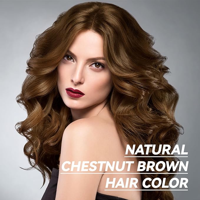 Hair Dye Shampoo Chestnut Brown Men and Women Instant & Easy 3-in-1 Hair Dye Shampoo with Herbal Ingredients Ammonia-free Lasts 30 Days-500ml
