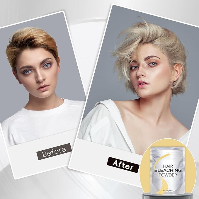 Bleach for Hair 100g / 3.53oz, Hair Powder Bleach, Ammonia-Free Formula Lifts up to 8, Removes Color Quickly and Evenly