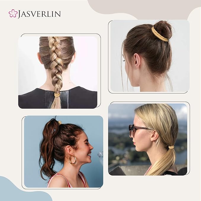 Blonde Hair Ties Hair Elastic for Women’s Hair, No Metal 4mm Hair Tying Bands Ponytail Holders for Braided Thick Long Straight Hair Styling Accessories 50 Pieces (Sandy Blonde)