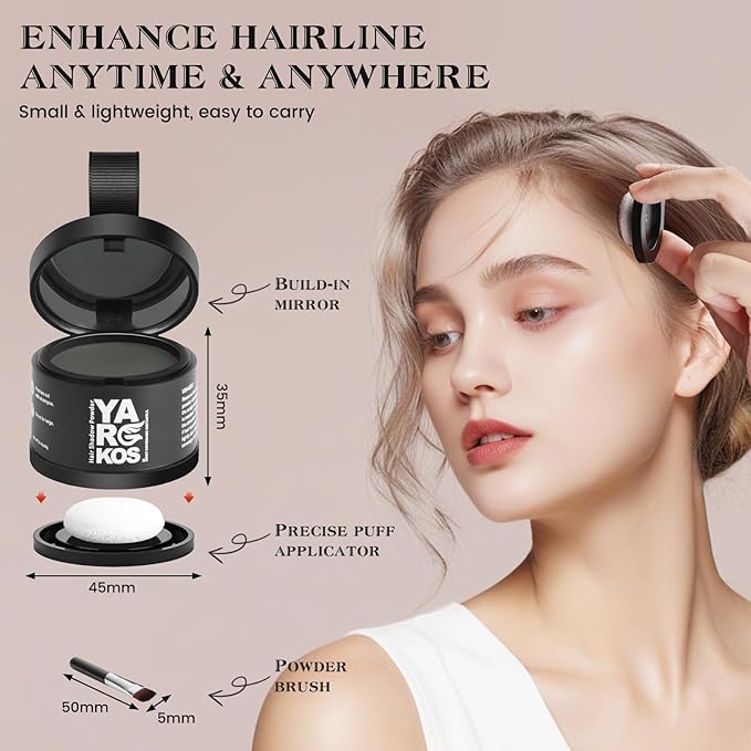 Hairline Shadow Powder, Gray, Root Touch Up Powder for Instantly Gray Hair Cover Up, Women Color Root Coverage for Thinning Grey, Mens Roots Concealer for Hair Loss Beard Line, #6