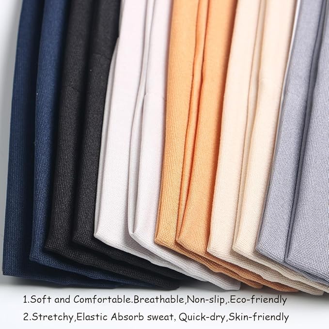 Headbands for Women,12PCS,Soft Stretch Elastic Yoga Sport Headbands