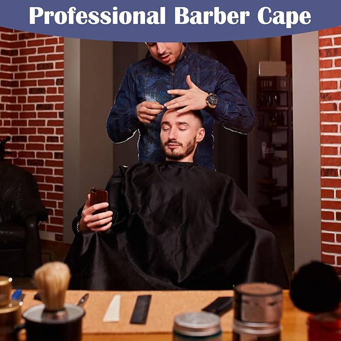 5 Pcs Black Hair Salon Capes,55 X 47 Inches Professional Waterproof Salon Barber Cape with Adjustable Snaps,Hairdressing Styling Nylon Hair Cutting Cape for Haircutting Dyeing Styling