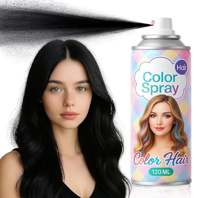Black Temporary Hair Color Spray for Women Men kids– One Time Use Washable Temporary Hair Spray for Halloween, Cosplay, Parties & Daily Styling