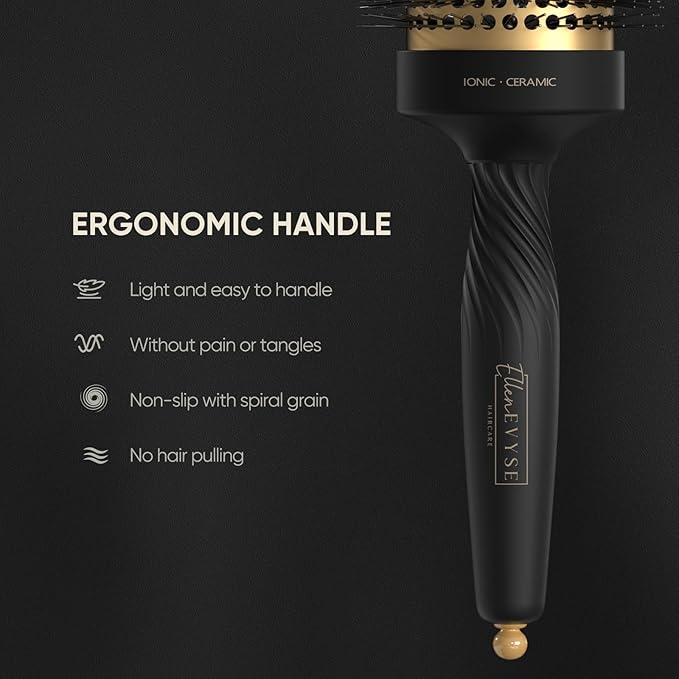 2 in 1 Ceramic Round Brush for Blow Drying,Ceramic Barrel for Hair Styling, Anti-static Bristles, Enhance Texture Volume, for Women & Men,with 4 Hair Clips (2.1 Inch&1.3 Inch)