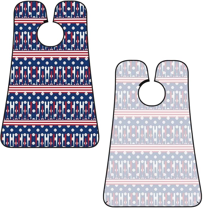 Ultimate Shaving Bib, Beard Trimming Apron with Hair Catcher, Baseball Sport American Flag