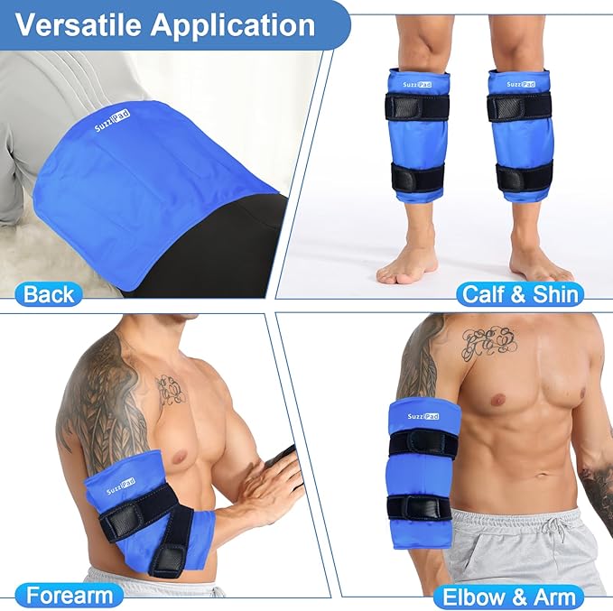 Shin Splint Reusable Ice Packs, Calf Gel Pack Wrap, Cold Compression Sleeve for Runner, Shank Splints Leg Support, Great Helpful to Muscle Discomfort, Blue(Pack of 2)