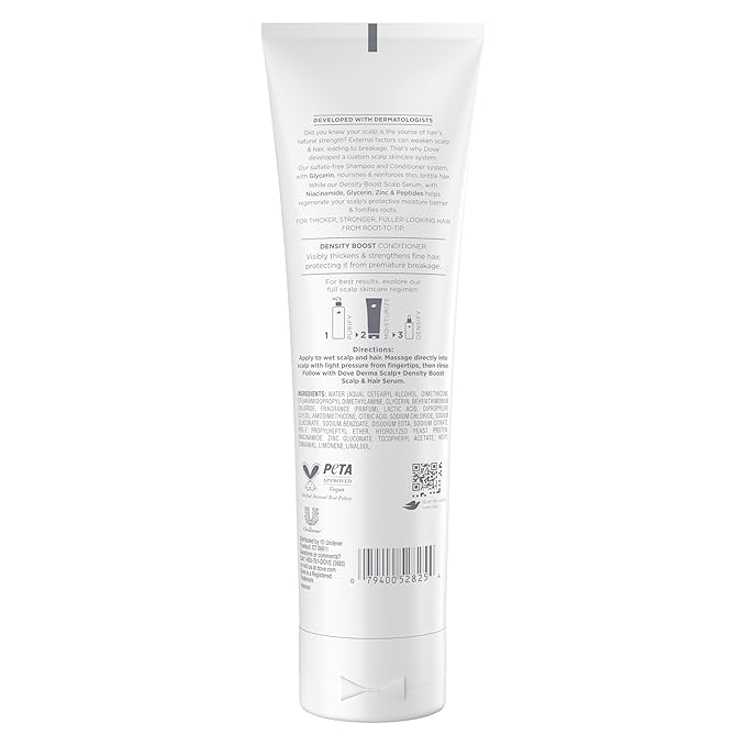 Dove Derma Scalp Conditioner 1 ct Density Boost for 4x More Visible Fullness, with Glycerin, 9 oz