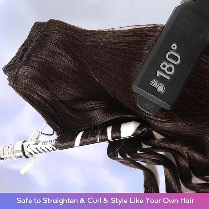 Dark Brown Clip in Hair Extensions Real Human Hair Invisible Seamless Remy Human Hair Clip in Extensions for Women 26 Inch 130g, 8pcs Per Set with Double Weft