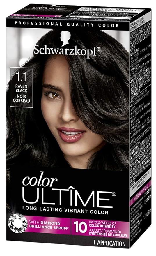 Schwarzkopf Color Ultime 1.1 Raven Black Hair Dye, Permanent Intense Black with Diamond Brilliance, Fade-Resistant, Covers Grays, All Hair Textures