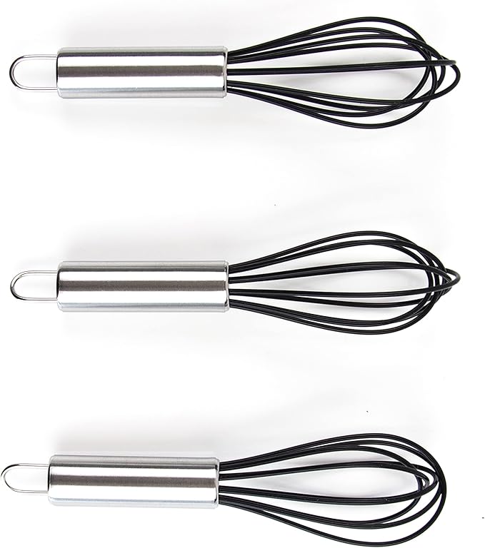 Hair Color Whisk Set - 3 Silicone Mixers with Stainless Steel Handles - Hair Dye Whisks for Blending Color in Salon or Home Use - Professional Hair Color Mixing Tools