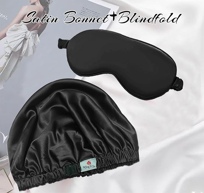 2Pcs Hair Bonnets For Sleeping Satin Bonnet Silk Bonnets For Women Silky Night Caps Womens Curly Hair Sleep Cap