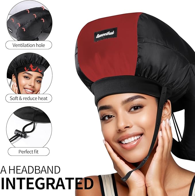 Bonnet Hair Dryer, Ideal Hair Diffuser for Curly Hair， Your Ultimate Solution - Spacious Capacity Blow Dryer Cap for Rapid Styling of Curls