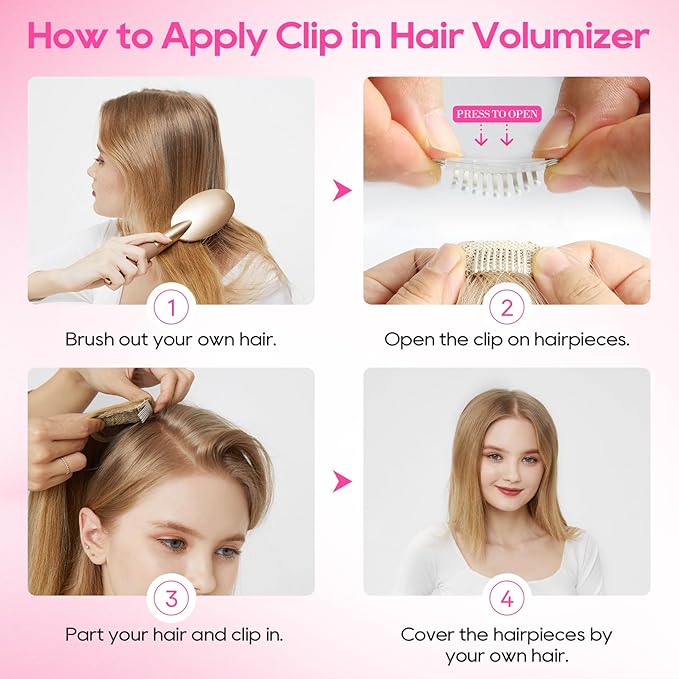 REECHO Clip in Hair Volumizer, 2PCS 6 inch Short Thick Clip in Hairpieces Adding Extra Volume Hair Extensions for Women (Milk Chocolate Brown)