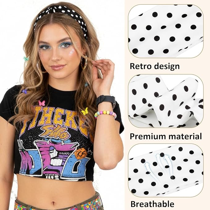 TERSE Polka Dot Headbands for Women Trendy Women Hair Accessories: Cute Head Bands for Women's Hair Fashion Hairbands 6PCS