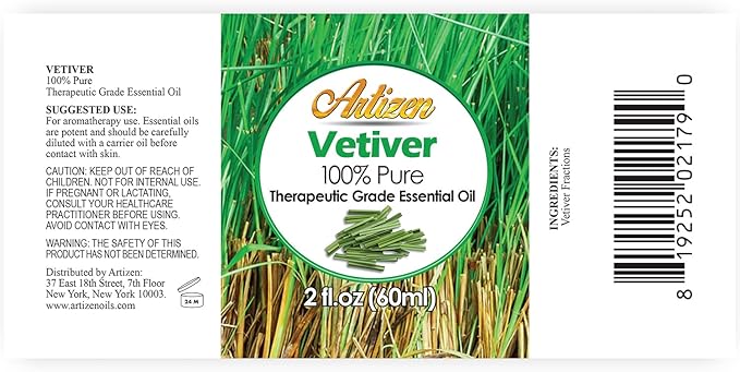 Artizen 2oz Oils - Vetiver Essential Oil - 2 Fluid Ounces