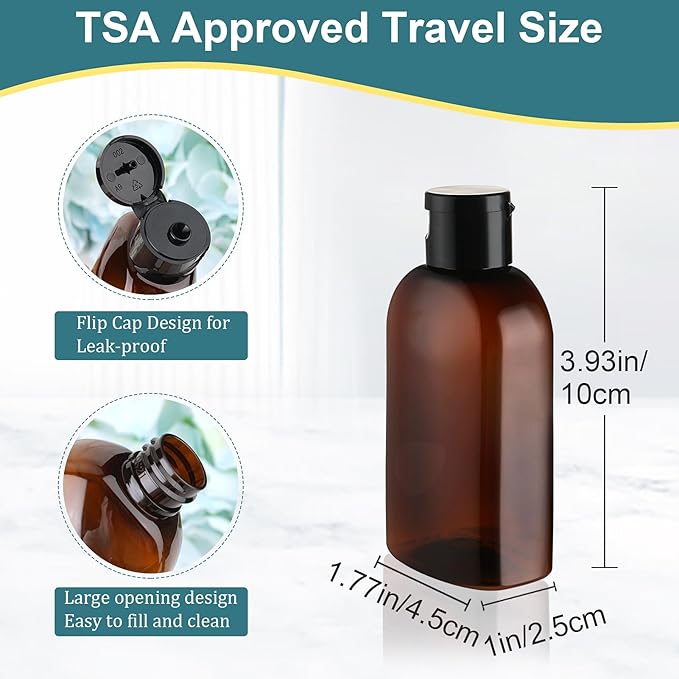 Cosywell Travel Bottles for Toiletries - 6 PCS Shampoo Bottles, TSA Approved Travel Size, Leak Proof Containers with Flip Cap