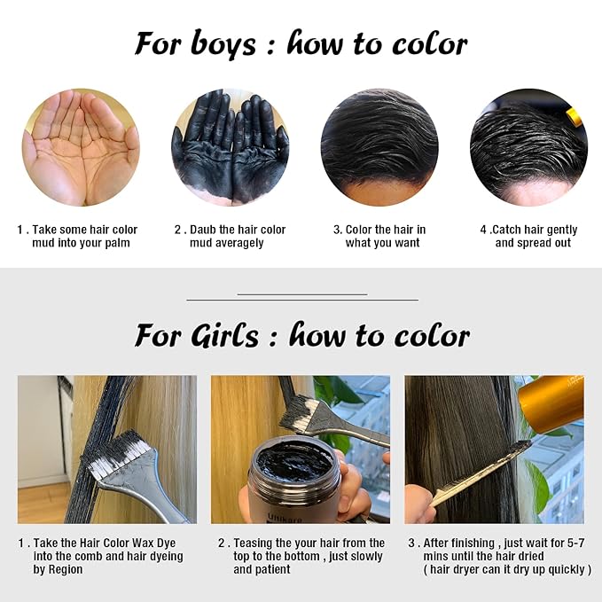 Temporary Hair Color for Kids black, Ultikare Hair Dye Natural Styling Wax Color Instant Mud Cream Gel 3.4 Fl Oz Girl Gifts, Party, Cosplay DIY, Children's Day