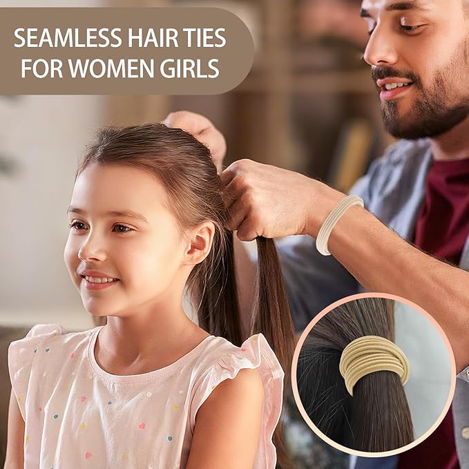 Bessrung 80 Pcs Brown Hair Ties No Damage, Seamless Elastic Hair Ties for Women Girls, Strong, Stretchy Hair Bands, Soft Nylon Ponytail Holders for Thin Thick Hair, Hair Accessories for Christmas Gift