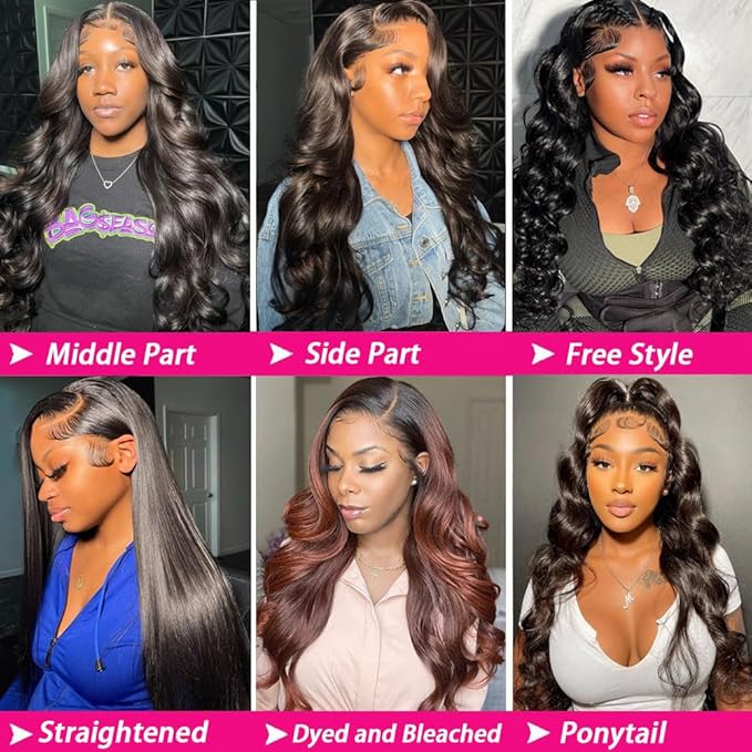 13X6 Body Wave Lace Front Wigs Human Hair 180% Density 26 Inch HD Lace Front Wigs Human Hair Pre Plucked Glueless Wigs for Black Women Frontal Wigs Natural Color