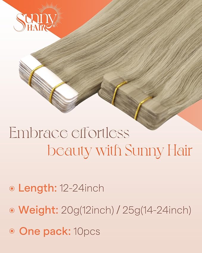 Sunny Hair Tape in Hair Extensions Real Human Hair Invisible Remy Hair Extensions Tape ins for Women Dark Honey Blonde Highlight Medium Blonde 24 inch 25G