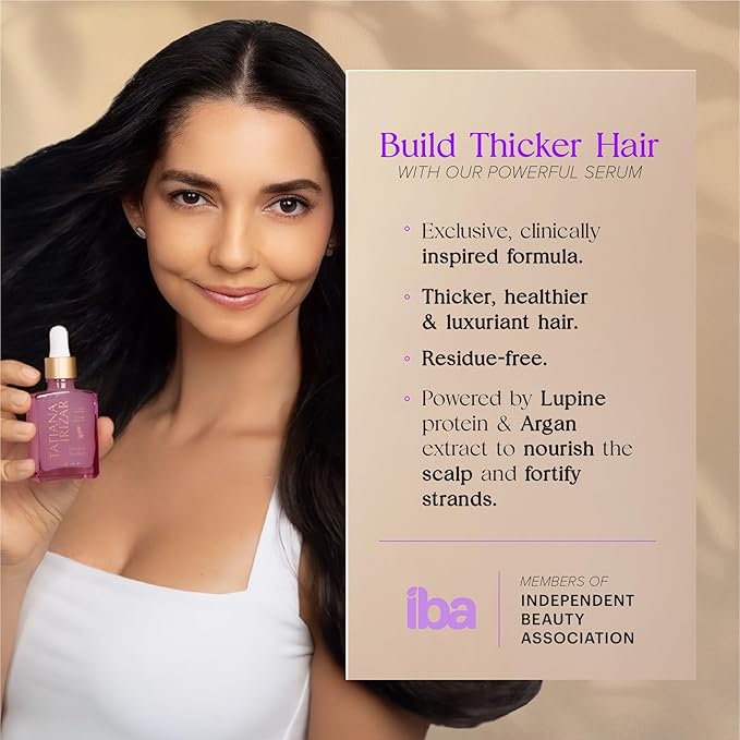 Hair Thickening Serum - Hair Density Serum Builder for Women Made in USA 30ml - Clinically Proven Scalp Treatment Non-Greasy - Biotin, Argan, Caffeine & Pea Peptides - Thinning, Fine or Damaged Growth