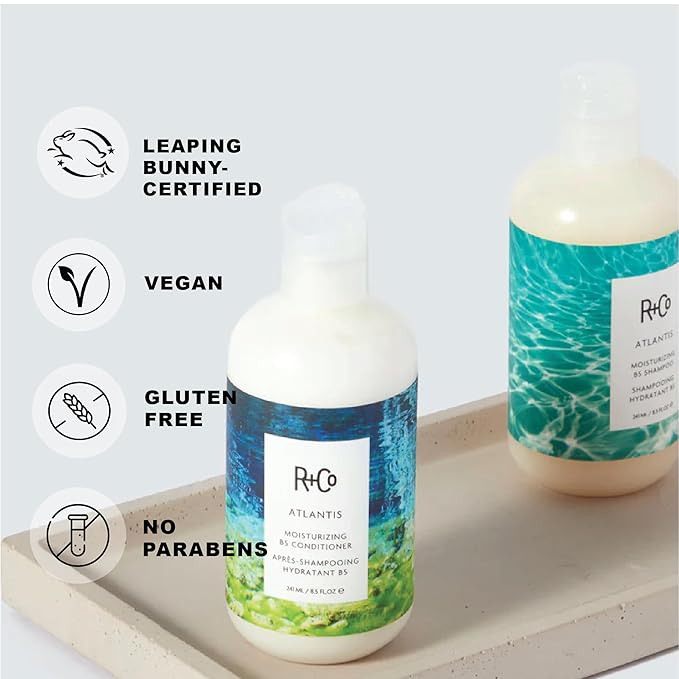 R+Co Atlantis B5 Shampoo + Conditioner Travel Set | Deep Hydration & Repair for Dry Hair | Vegan + Cruelty Free | 2oz (Pack of 2)