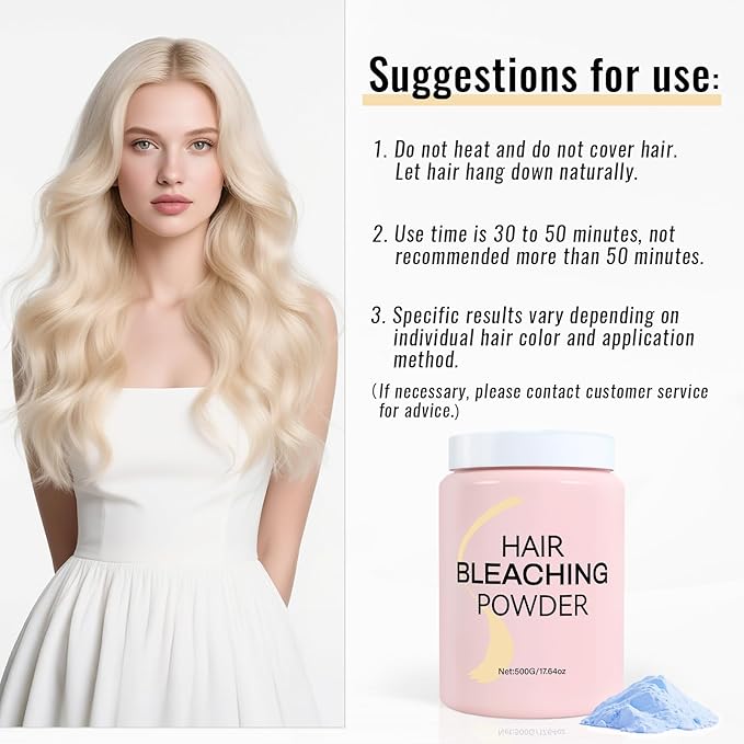 Hair Bleaching Powder 500g,High Performance Up to 8 Levels of Lift for Hair Highlights & Lightening