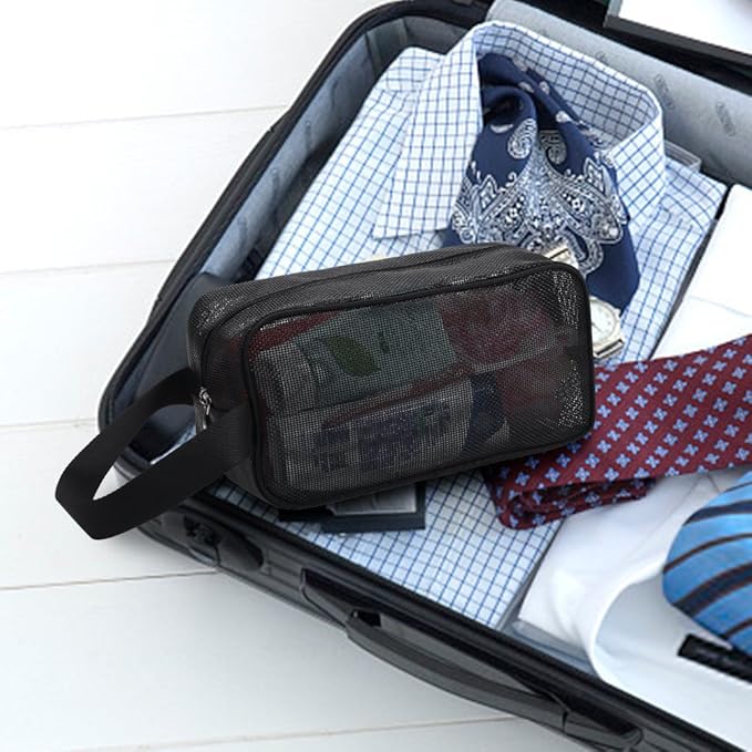 Moyad Mesh Shower Caddy Portable Toiletry Bag College Dorm Room Essentials for Girls Guys Gym Bag Camping Organizer Hanging Bathroom Mesh Bag, Black
