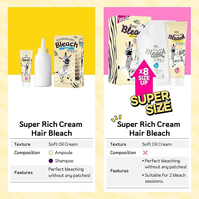 Super Rich Cream Hair Bleach (4.8oz), Permanent Hair Color with Marula Seed Oil, High-Lifting Formula, Minimal Damage, Enriched with Jojoba Seed and Argan Kernel