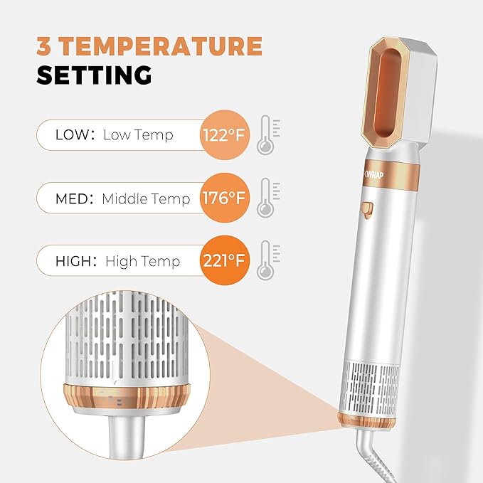 6 in 1 Blow Dryer Brush Set,Hot Air Styler Negative Ion Air Curling Wrap Air Curler, Round Brush Blow Dryer Curling Iron Hair Styling Tools Gift for Dry,Volumize, Straight,Curl,100-120V