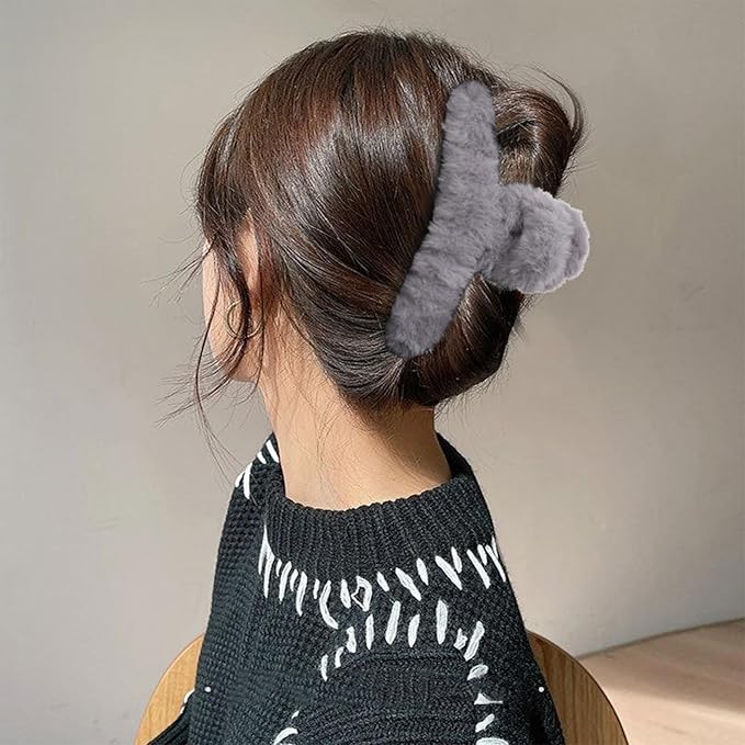 5PCS Large Claw Hair Clips for Thick Hair Big Fuzzy Hair Clips for Women Nonslip Strong Hold Hair Claw Clip (Blue)