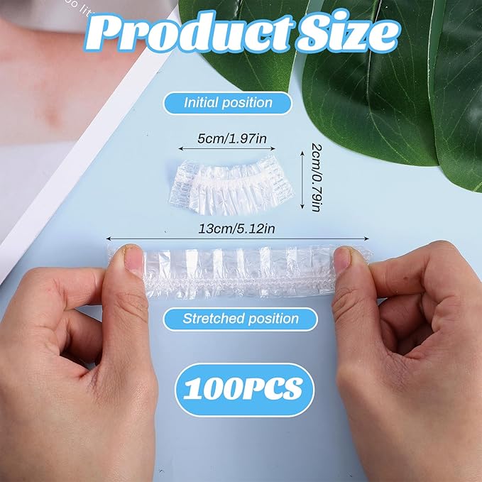 100 Pcs Disposable Clear Ear Covers, Ear Covers for Hair Dye, Waterproof Plastic Ear Protectors, Flexible Universal Earmuffs for Shower, Hair Dye, Bathing, Spa and Beauty Treatments Accessories
