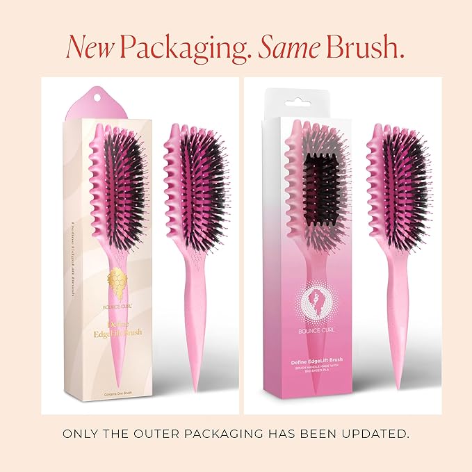 Bounce Curl Define EdgeLift Brush, 5-in-1 Tool for Effortlessly Defined Curls, Waves & Coils, Reduces Frizz - Pink