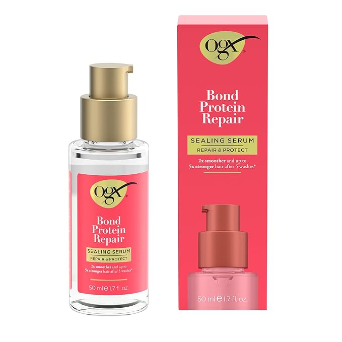 OGX Repair & Protect Bond Protein Repair Sealing Hair Serum, Formulated without Parabens, Frizz Treatment, 1.7 fl. oz