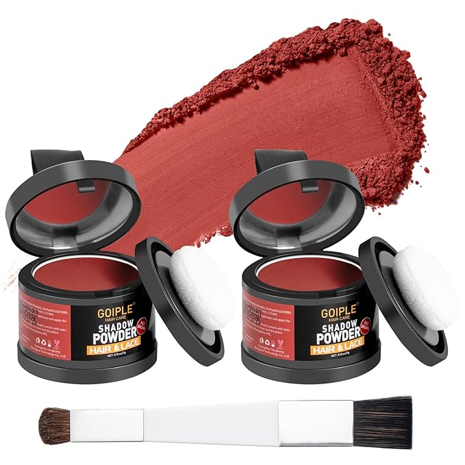Root Cover Up Powder for Women - Hairline, Bald Spots, Eyebrows, Beard Line Touch Up - Light Blonde Hair Fibers for Thinning Hair Shadow, 2 Pack (Red Brown)