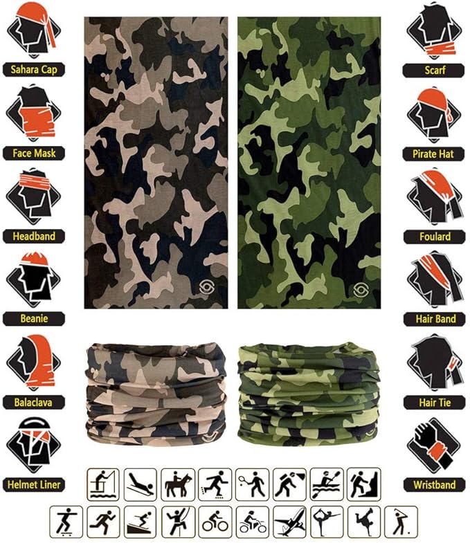 Neck Gaiter Headband Headwear Head Wrap Face Mask Magic Scarf Bandana for Men and Women