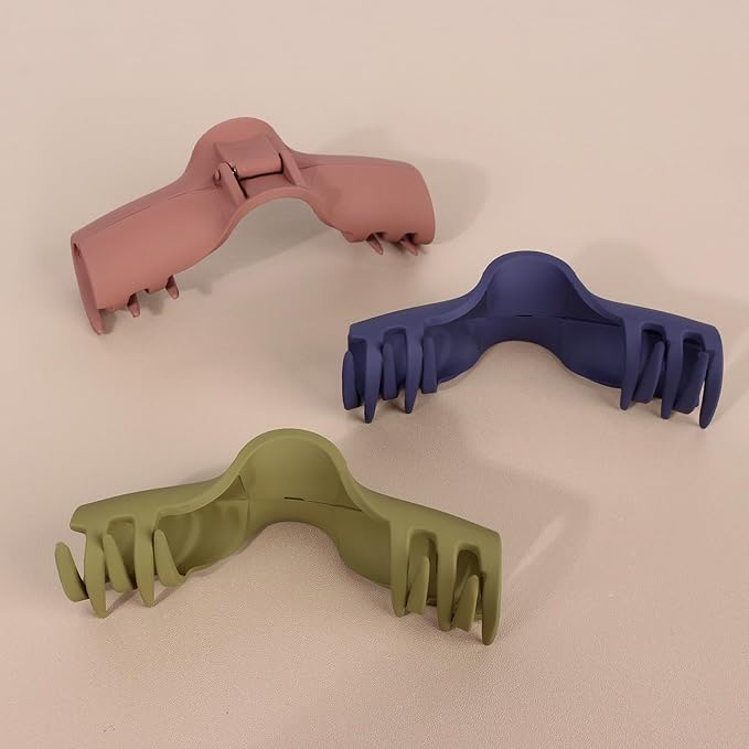 Hold Everything Hair Claw Clips for Thick & Thin Hair Strong Hold Big Banana Side Clip Hair Claw Barrettes for Women and Girl's Straight Wavy Curly (6-Color)